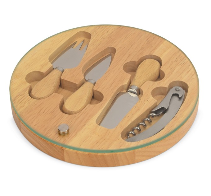 Набор для сыра Rendezvous круглый, со стеклянной крышкой