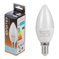 Лампа светодиодная С37, Свеча, 7.5Вт/5000К/Е14 ЮПИТЕР ЛЮКС, Холодный свет JP5137-52