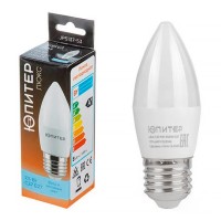 Лампа светодиодная С37, Свеча, 7.5Вт/5000К/Е27 ЮПИТЕР ЛЮКС, Холодный свет JP5137-53
