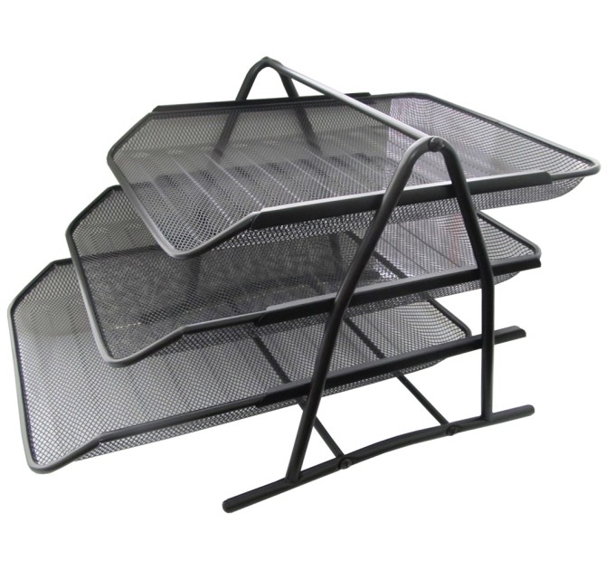 Лоток горизонтальный тройной металлический, черный W2014