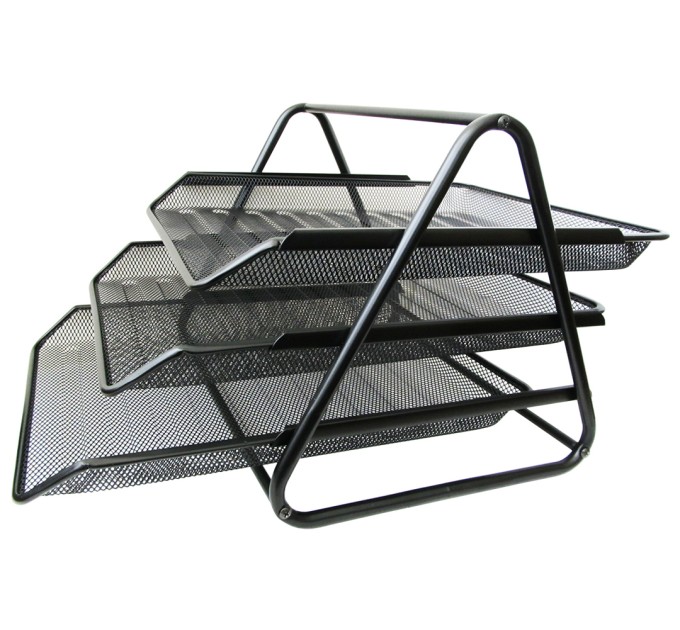 Лоток горизонтальный тройной металлический, черный W2014