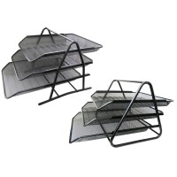 Лоток горизонтальный тройной металлический, черный W2014