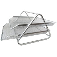 Лоток горизонтальный двойной, металлический, серебро, GROSS W2002