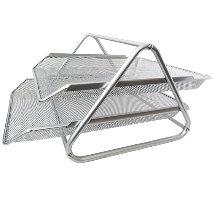 Лоток горизонтальный двойной, металлический, серебро, GROSS W2002