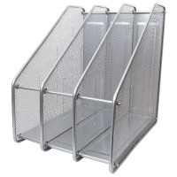 Лоток вертикальный тройной металлический, серебро М3039