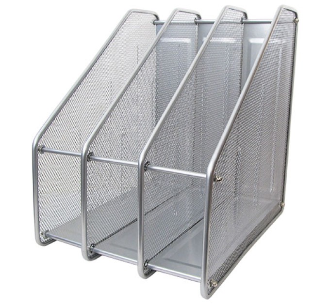 Лоток вертикальный тройной металлический, серебро М3039