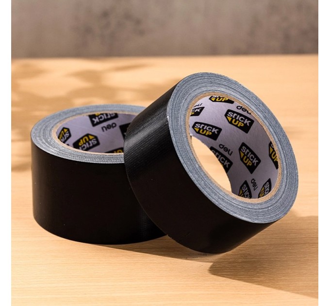 Клейкая лента (скотч) 48 мм х 20 м, 230 мкм, тканевая, черная А616