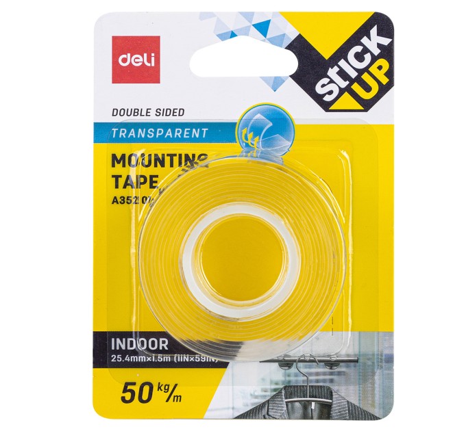 Клейкая лента (скотч) 25.4 мм х 1.5 м, монтажная двусторонняя А35201