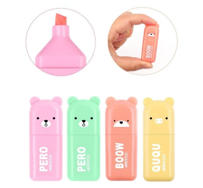 Набор маркеров текстовыделителей 4 цвета, «QUQU» WB-907-4