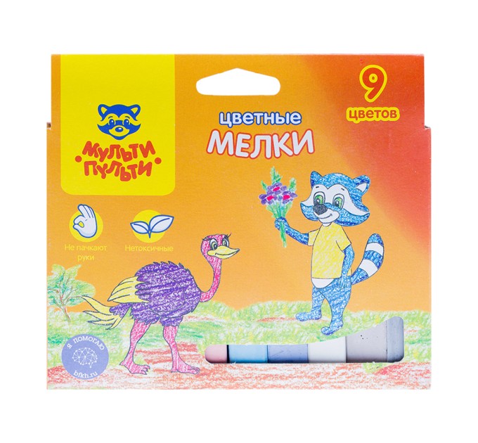 Мелки 9 шт, цветные, «Енот в Австралии» ЦМ_11131