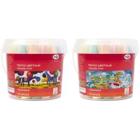 Мелки для асфальта «Мультики», цветные, 21 шт., 7 цв., квадратные, пластиковое ведро 1704195