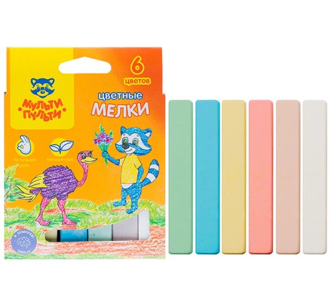 Мелки 6 шт, цветные, Енот в Австралии ЦМ_11129