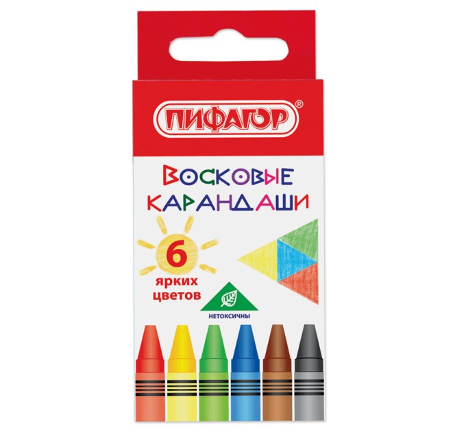 Мелки восковые 6 цветов, «Солнышко» 227278