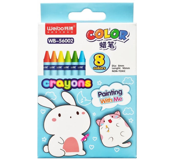 Мелки восковые 8 цветов WB-56002