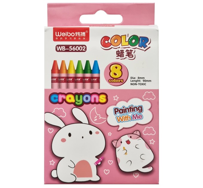 Мелки восковые 8 цветов WB-56002