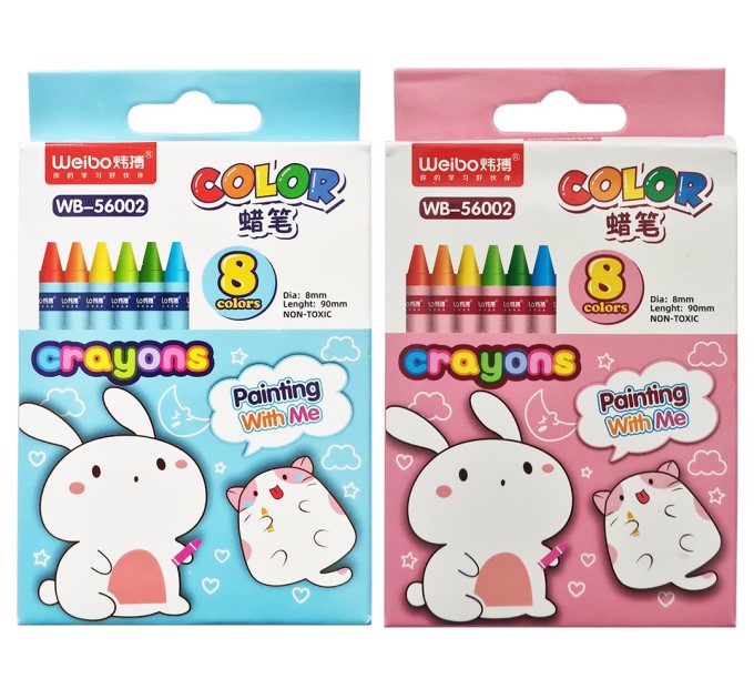 Мелки восковые 8 цветов WB-56002