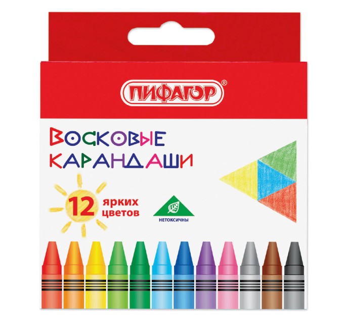 Мелки восковые, 12 цветов, «Солнышко» 227279
