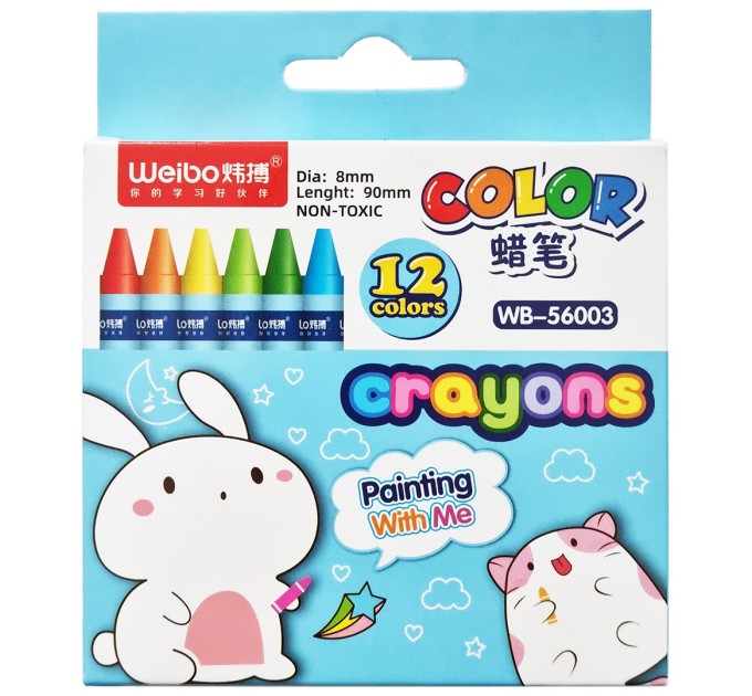 Мелки восковые 12 цветов WB-56003