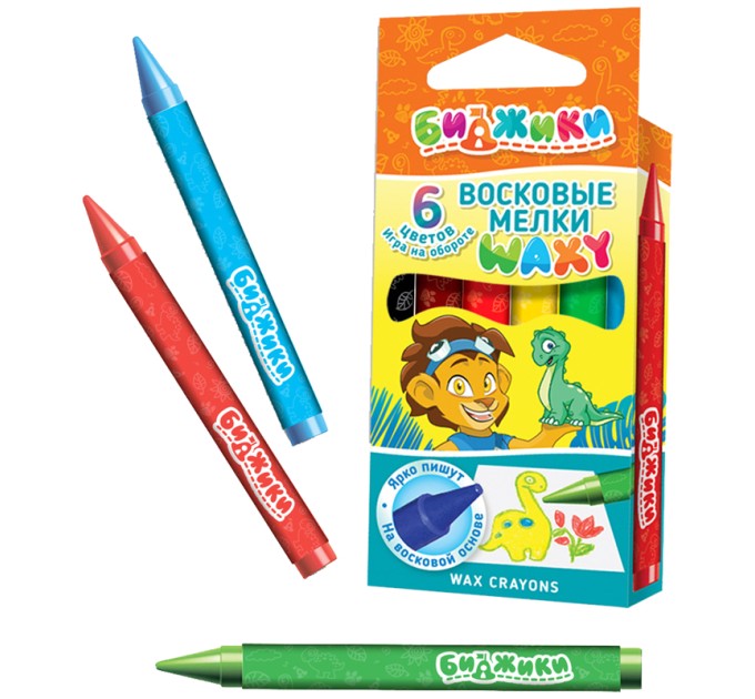 Мелки восковые, 6 цветов, «WAXY» MWRBJ_6c 8247