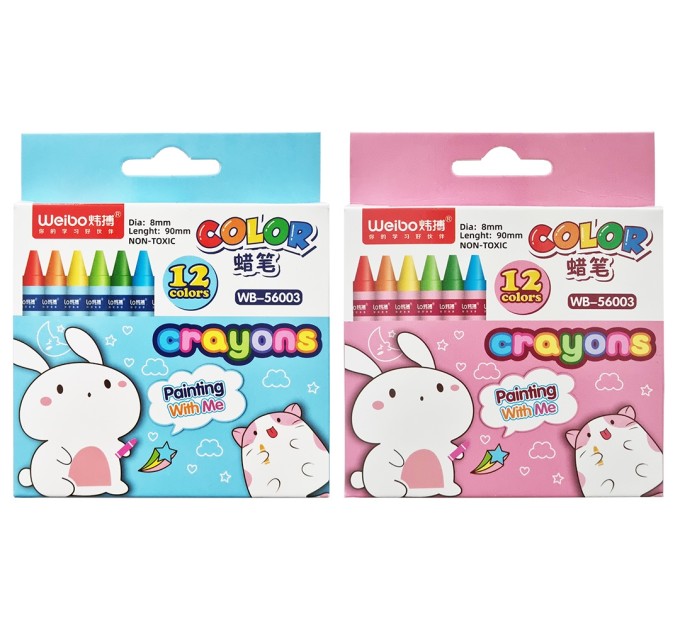 Мелки восковые 12 цветов WB-56003