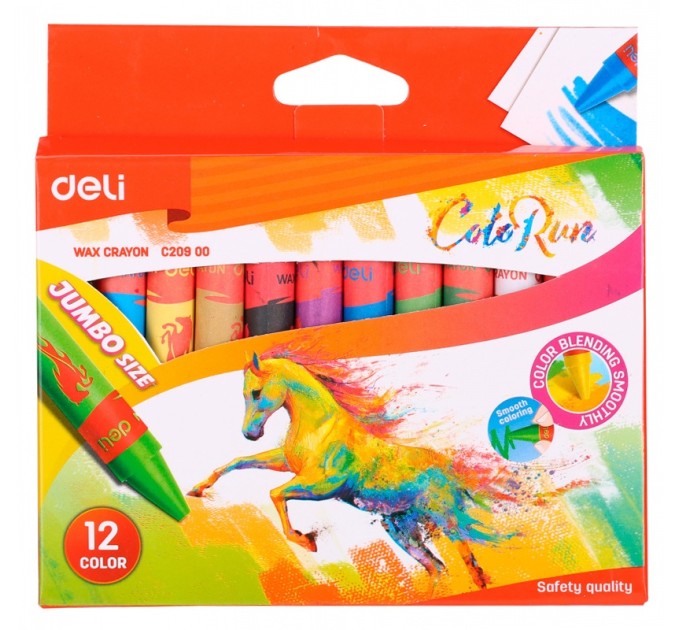 Мелки восковые 12 цветов (D=11 mm), «COLOR RUN» C20900