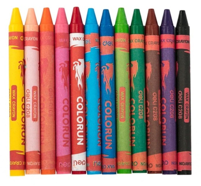 Мелки восковые 12 цветов (D=8 mm), «COLOR RUN» C20800