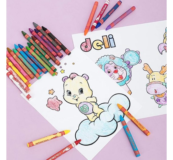 Мелки восковые 12 цветов (D=8 mm), «COLOR RUN» C20800