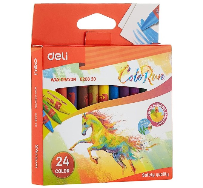 Мелки восковые 24 цвета (D=8 mm), «COLOR RUN» C20820