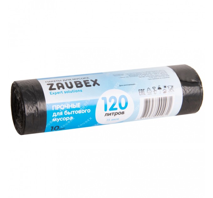 Мешки для мусора Zaubex, 120 л, 10 шт, 15 мкм 10644