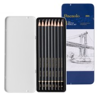 Набор карандашей 8 шт (2Н, Н, НВ, В, 2В, 4В, 6В, 8В) в металлическом пенале, Finenolo C26