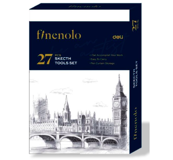 Набор для графических работ, 27 предметов в пенале, Finenolo C27