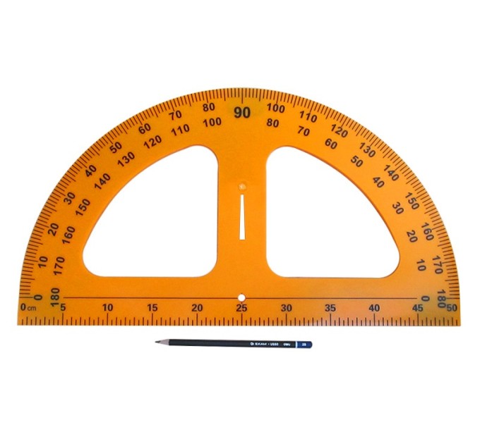 Набор чертежный 5 предметов для классной доски (2 треугольника+транспортир+линейка+циркуль) RS01