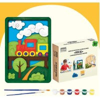 Набор для творчества 3D панно из дерева, «Поезд», с акриловыми красками и кистями 3D_41940