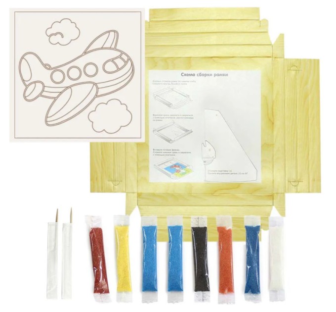 Фреска из цветного песка «Самолет» С1721