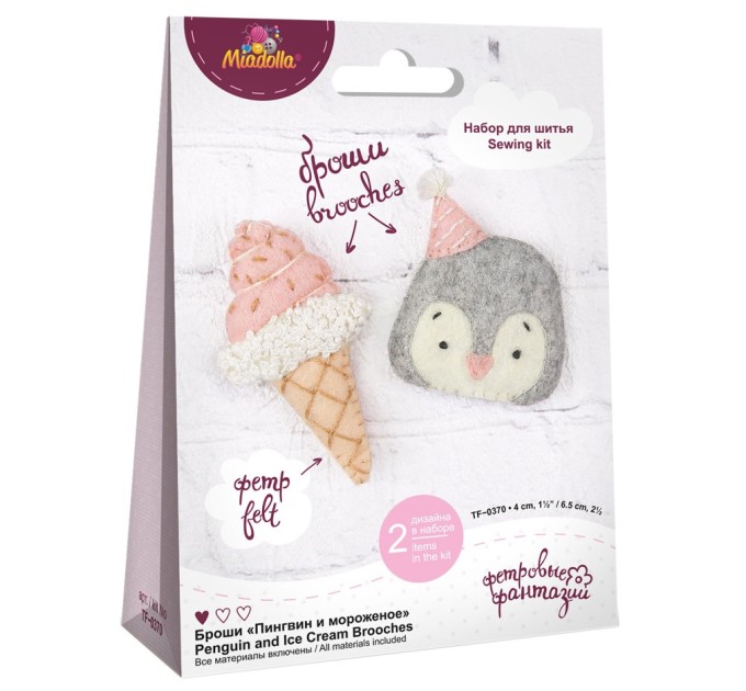 Набор для шитья Miadolla броши «Пингвин и мороженое» TF-0370