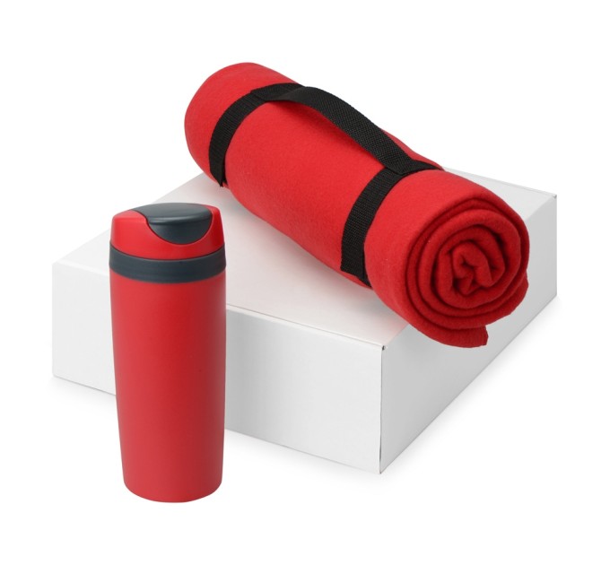 Подарочный набор Cozy с пледом и термокружкой