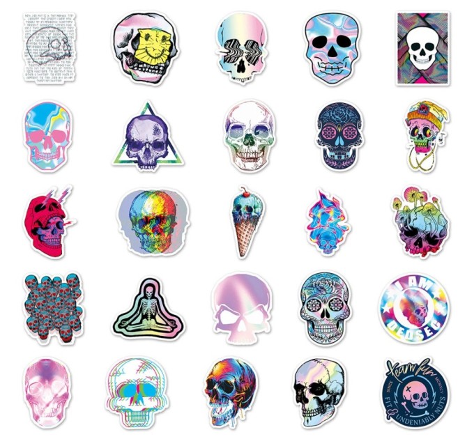 Наклейки ГОЛОГРАФИЯ ЧЕРЕП TZ-LSKLT-U459