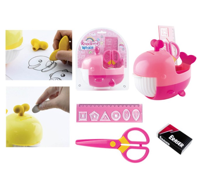 Набор канцелярский «Розовый кит», 3 предмета, в блистере A-507C-24