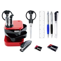 Набор канцелярский 8 предметов, вращающийся, черно-красный S-886/04 Набор канцелярский 8 предметов, вращающийся, черно-красный S-886/04