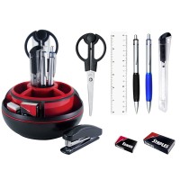 Набор канцелярский 8 предметов, вращающийся, черно-красный S-897/04 Набор канцелярский 8 предметов, вращающийся, черно-красный S-897/04