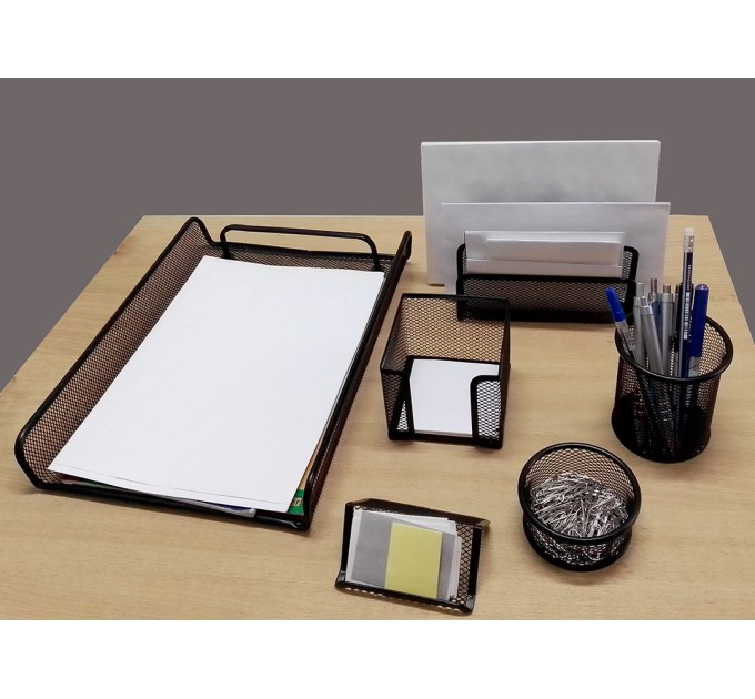 Набор настольный 6 предметов, металлический, черный Т7881