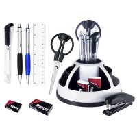 Набор канцелярский 8 предметов, вращающийся, черно-белый S-899C/01бл Набор канцелярский 8 предметов, вращающийся, черно-белый S-899C/01бл