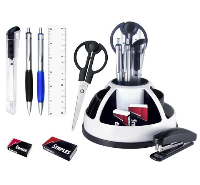 Набор канцелярский 8 предметов, вращающийся, черно-белый S-899C/01бл