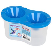 Стакан непроливайка двойной, голубая крышка, «ЮНЫЙ ВОЛШЕБНИК» 192128