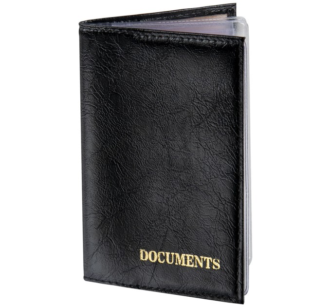 Обложка для автодокументов Profit, экокожа, «DOCUMENTS», черная 237181