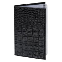 Обложка для автодокументов, натуральная кожа кайман, без тиснения, черная 238189