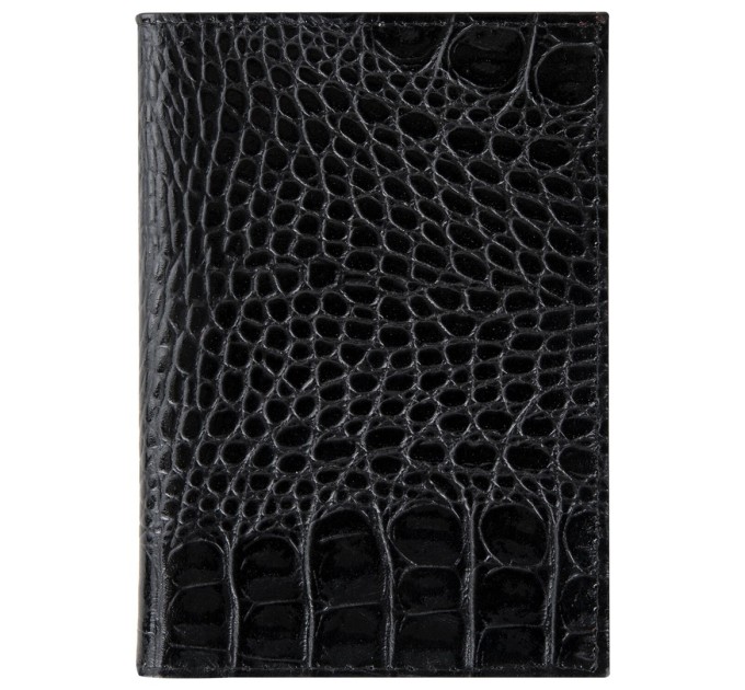 Обложка для автодокументов, натуральная кожа кайман, без тиснения, черная 238189
