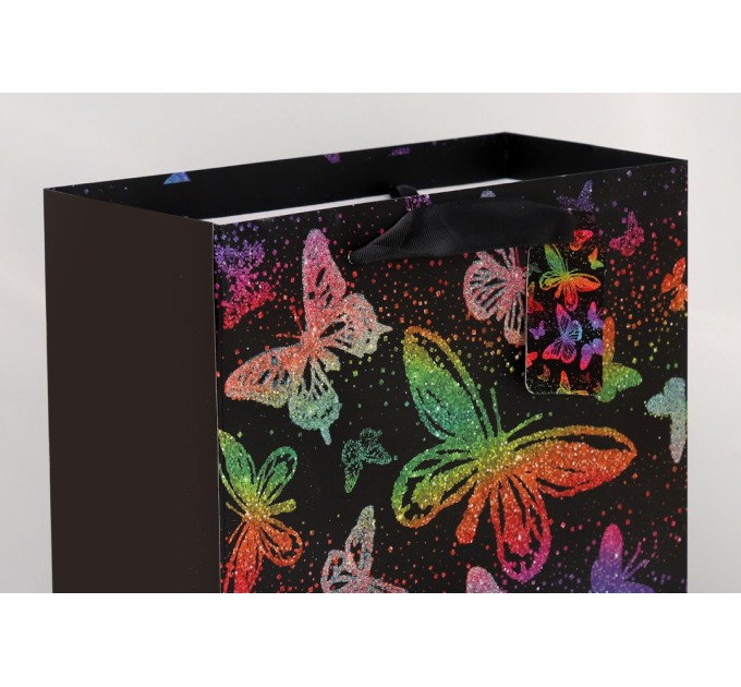 Пакет бумажный, подарочный, «Бабочки на черном» KR8519M-1-4