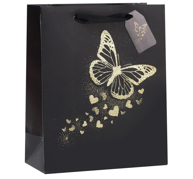 Пакет бумажный, подарочный, «Бабочки на черном» KR8519M-1-4