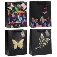 Пакет бумажный, подарочный, «Бабочки на черном» KR8519M-1-4